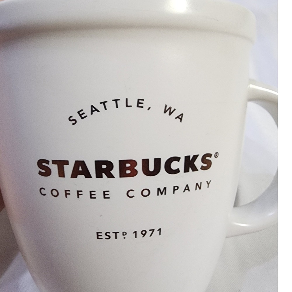 Starbucks Coffee Company Seattle WA Est 1971 White Ceramic Mug 16 oz 2016